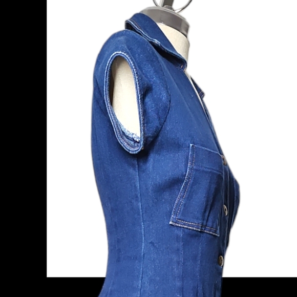 VESTI Blue Denim Maxi Dress Size S/P - Picture 4 of 15